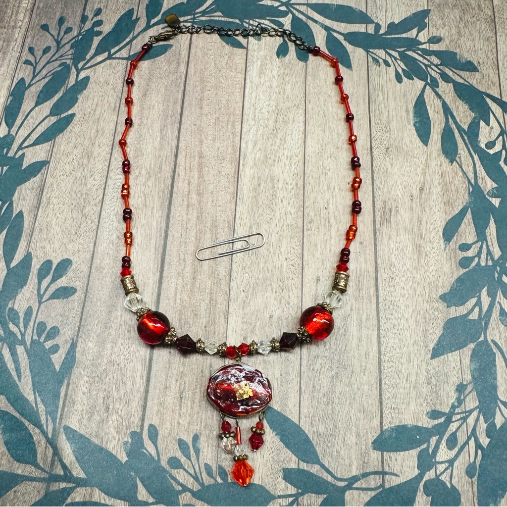You And I Red Clear Glass Bead Necklace B4
